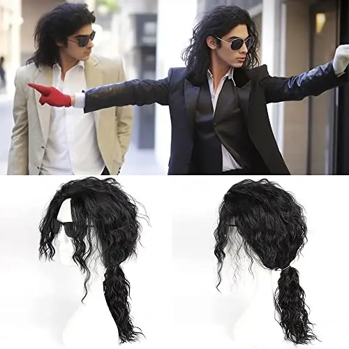 Artjosy long black curly ponytail wig with included wig cap
