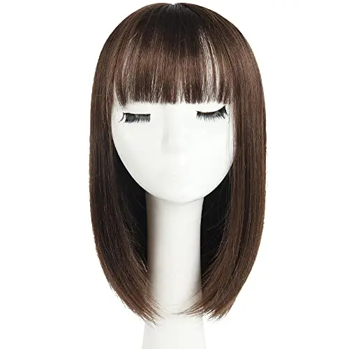 HSPJHTM 14-inch chocolate brown bob wig with flame-retardant fibre