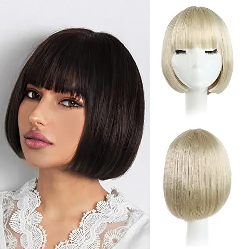 HSPJHTM 10-inch blonde bob wig with bangs