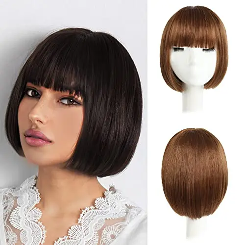 HSPJHTM 10 inch copper brown bob wig with bangs