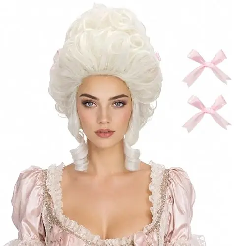 Blonde Victorian Wig for Rococo Costume Cosplay 18th Century Wig Baroque Hair Fluffy Vintage Beehive Golden Queen Court Wigs