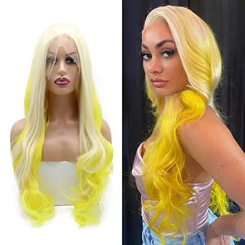 AFBeauty 24 inch 613 blonde yellow pre-plucked lace front wig