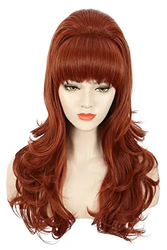 Karlery Long Wavy Ginger Auburn Bouffant Wig