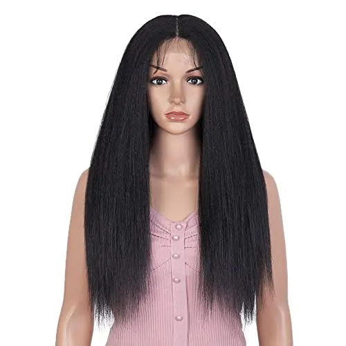 Joedir 24-inch yaki straight synthetic lace front wig with baby hair