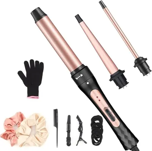 JAETON 3-in-1 Curling Iron Wand Set with Ceramic Barrels