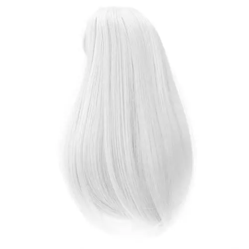 Long white heat-resistant doll wig with lace front mesh