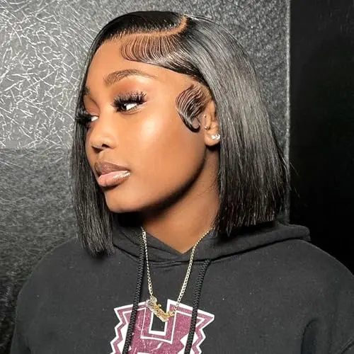 Black straight bob wig with 13x4 HD lace front