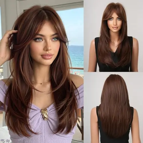 Esmee Straight Layered Brown caucasian lace front wig