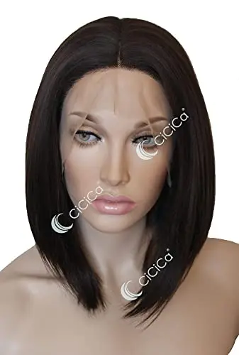 CiCiCa FELICITY darkest brown angled bob lace front wig with Swiss lace