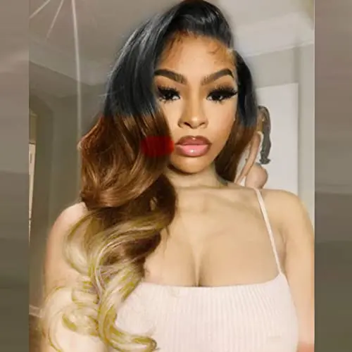 AFBeauty Ombre Brown Blonde Curly 24 Inch Lace Front Wig