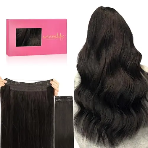 Wennalife Wire Hair Extensions Real Human Hair 16 inch 125g Dark Brown
