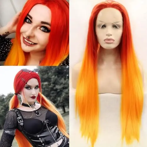 Angle Lucky 13x4 ginger orange ombre lace front wig