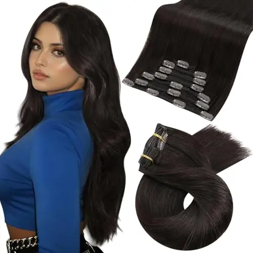 Moresoo 18-inch double weft clip-in hair extensions in dark brown
