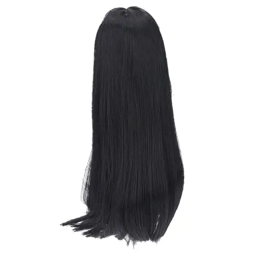 Hztyyier black straight BJD doll wig with bangs for 1/3 scale dolls
