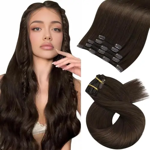 Moresoo clip-in hair extensions in medium brown