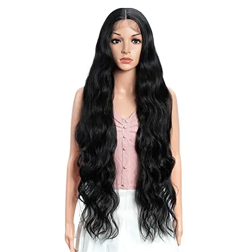 Joedir 36-inch super long black body wave synthetic wig