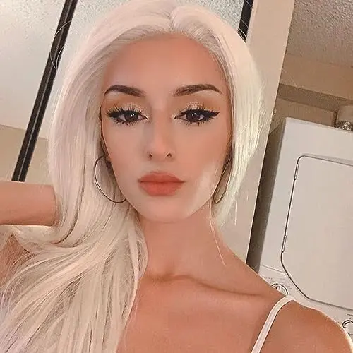 Angle Lucky platinum blonde 24-inch straight lace front cosplay wig