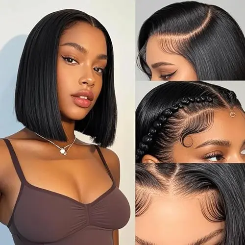 Datanala straight 13x4 bob wig in natural black