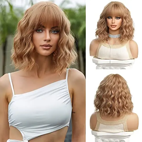 Esmee short strawberry blonde bob wig with bangs