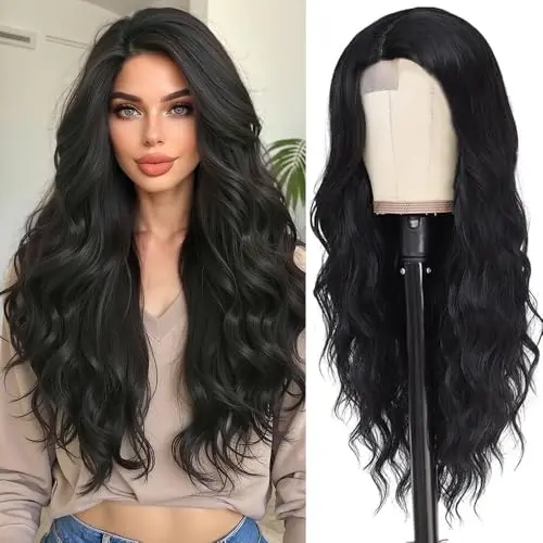Esmee long wavy black lace front wig in 26 inches