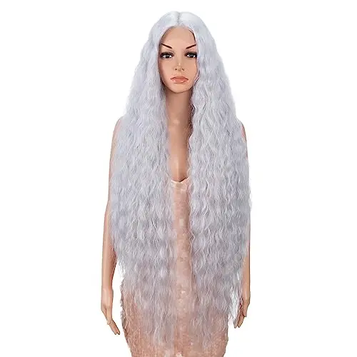 Style Icon 41-inch long wavy lace front cosplay wig in pastel thistle colour