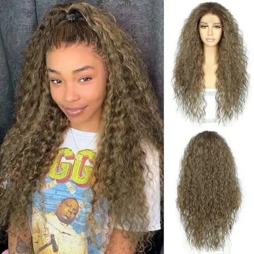 Sapphirewigs Ombre Brown Curly Lace Front Wigs for Black Women 26 Inch