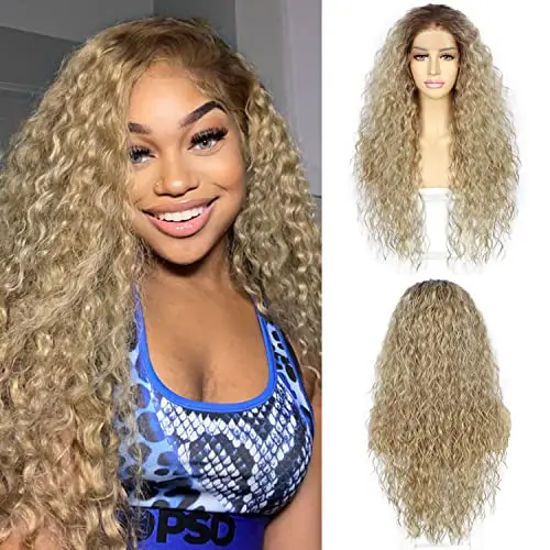SAPPHIREWIGS curly ombre blonde lace front wig with natural-looking hairline
