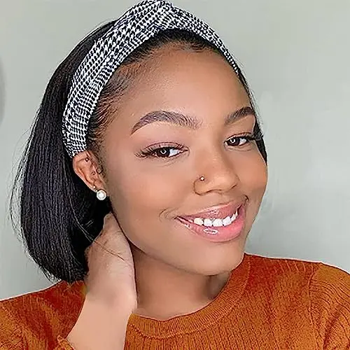Adette Straight Bob Human Hair Headband Wig 8 Inch