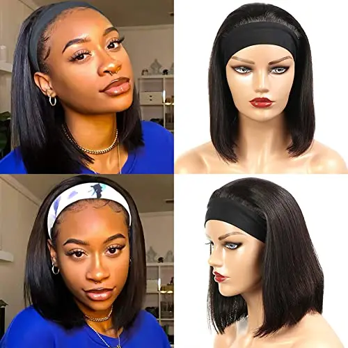Sungirl black headband straight bob wig