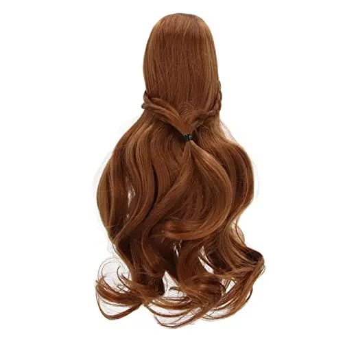 Light brown curly BJD wig with neat bangs