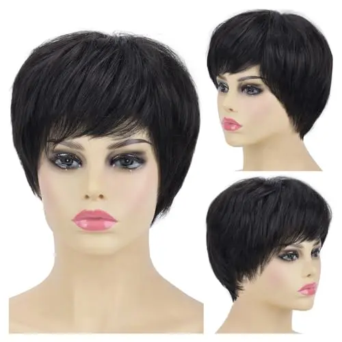 SYXLCYGG natural black wavy old lady synthetic wig