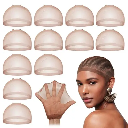 Dreamlover HD Wig Caps for lace front wigs, dark brown bald caps, 12 pack