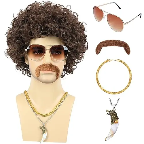 Bettecos 6-Piece 70s Disco Wig Set