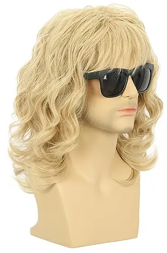 Karlery Long Curly Blonde Rocker Wig styled on model