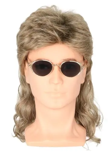 Nut brown wavy mullet wig