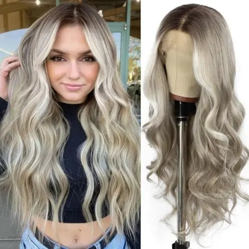 Sapphirewigs 134 long wavy lace front wig in highlight grey