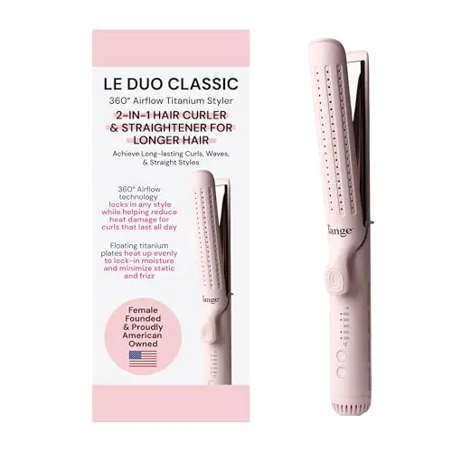 L'ANGE HAIR Le Duo Grande 2-in-1 curling wand and flat iron in blush