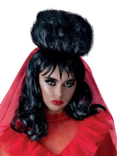 Smiffys Beetlejuice Lydia Deetz black mid-length wig with fringe