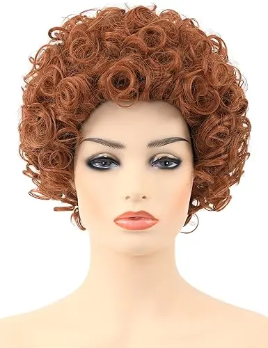 Red orange short curly afro wig