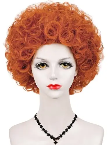 Half and Half short curly orange ginger afro wig