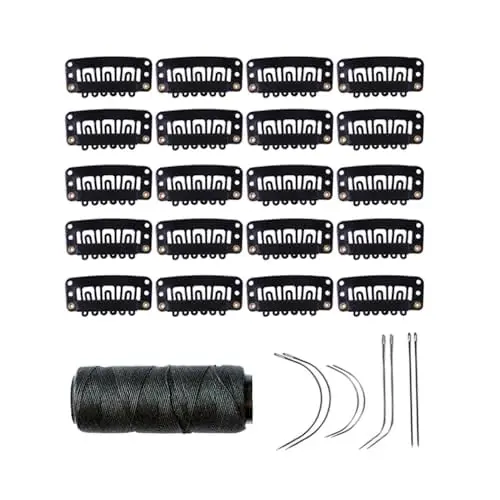 Yantaisiyu 32mm black U-shape wig clips with needles and thread