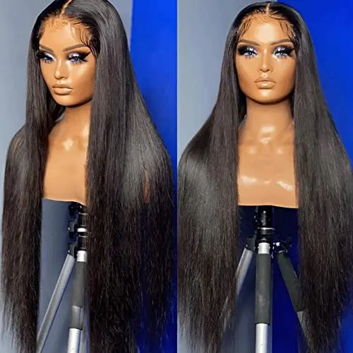 Maycaur 30-inch black light yaki HD lace front wig with baby hair