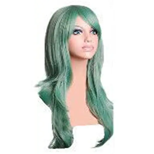 Long curly wavy mint green cosplay wig
