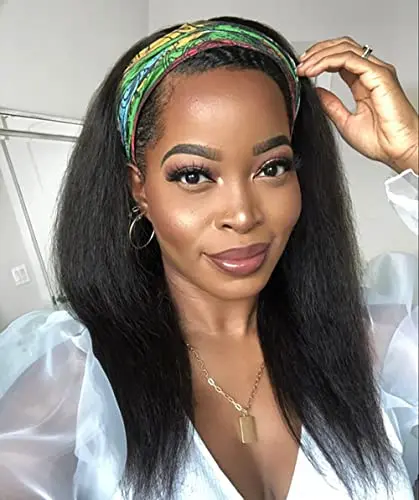 Aminow 16 inch kinky straight synthetic headband wig