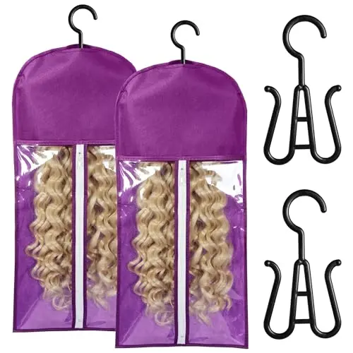 AIHOPESTO dust-proof wig storage bags with transparent window and hanger