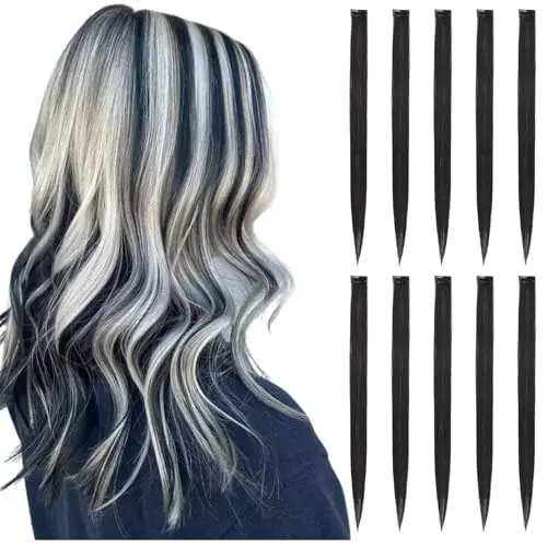 Rinboool 22-inch synthetic clip-in hair extensions in black
