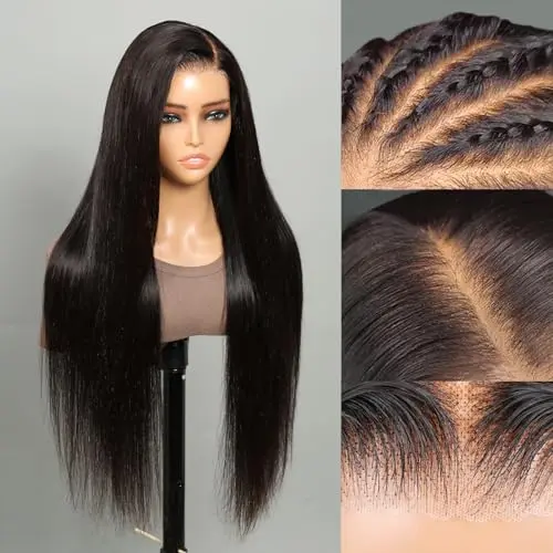 SUPERLOOK glueless 6x5 HD lace straight 20-inch closure wig in natural black