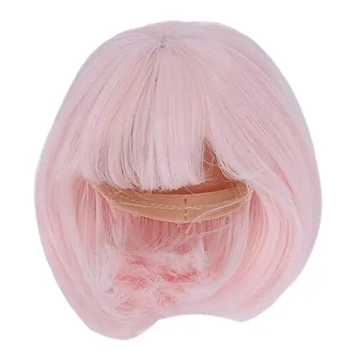 Pink long slightly curly doll wig