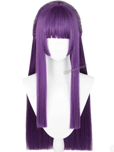 Fern long straight dark purple anime wig