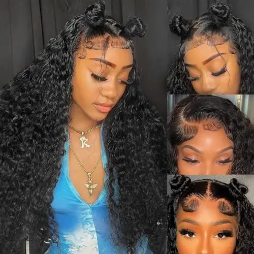 Water wave 16 inch 13x4 HD lace frontal wig in natural black